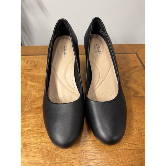 Clarks Shoes - Clarks Women's 11 Ambyr Joy Black Leather Stiletto Pump Heels Basics Classic